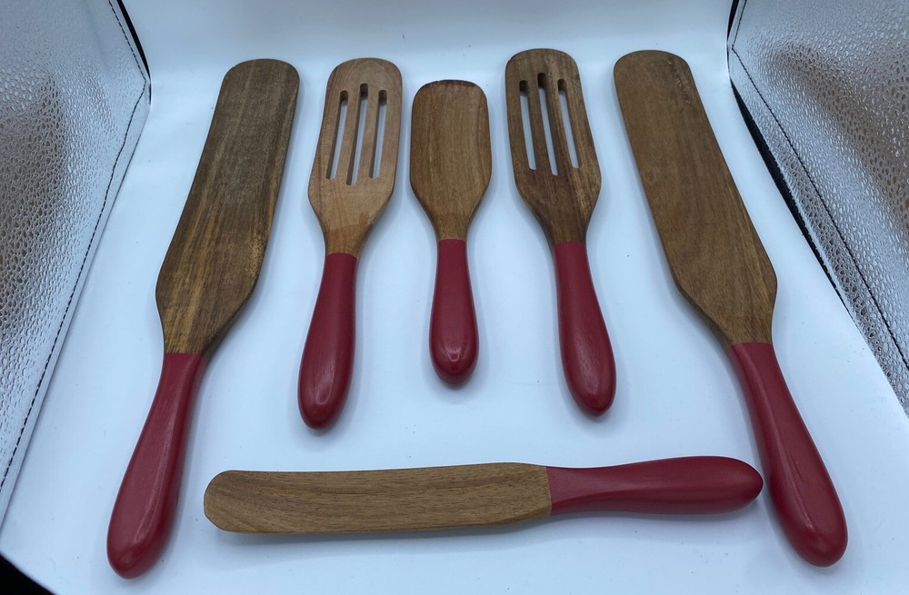 Mad Hungry Spittle Wooden Set 6 Piece Set Red Handle New