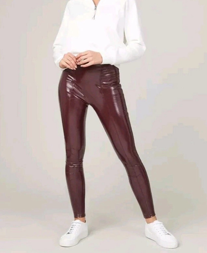 Spanx Faux Leather Leggings for Women Petite Small Red Ankle Pant New With Tags