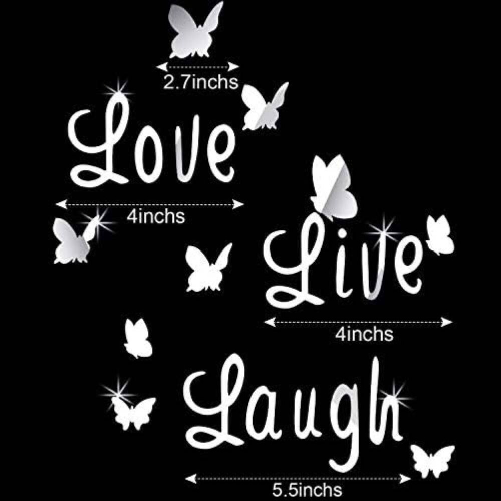 Wall Sticker Live Laugh Love Flower Butterfly Quotes Wall Decals Wall Art Mural