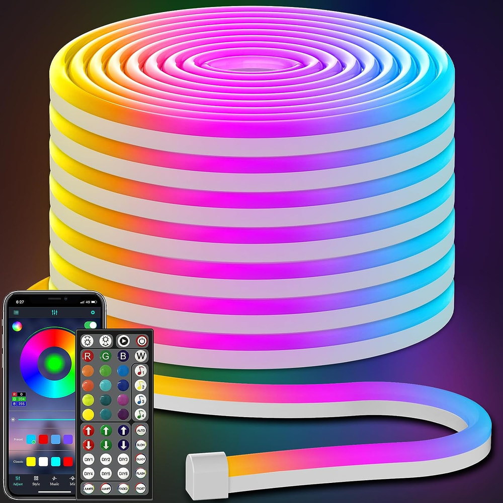 50FT Led Neon Rope Lights Control with App/Remote,Flexible Led Rope Lights,Multi