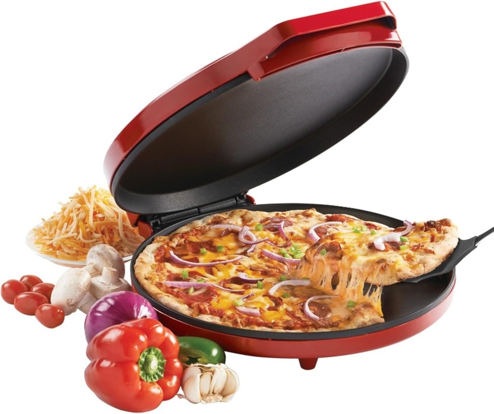 Betty Crocker Countertop Pizza Maker, 1440-Watt Maker Full Size, Red