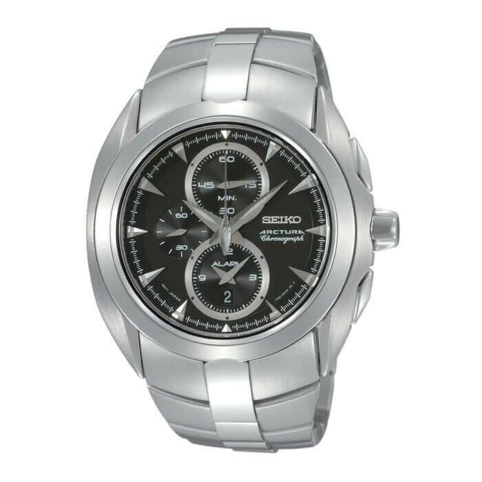 Seiko Actura SNAC17P1 Black Chronograph Quartz Mens Watch SNAC17