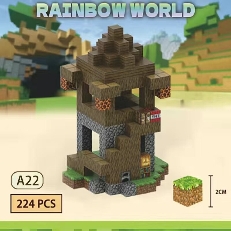 224Pcs Minecraft Rainbow World Magnetic Building Toy Magnet Blocks Kid Christmas