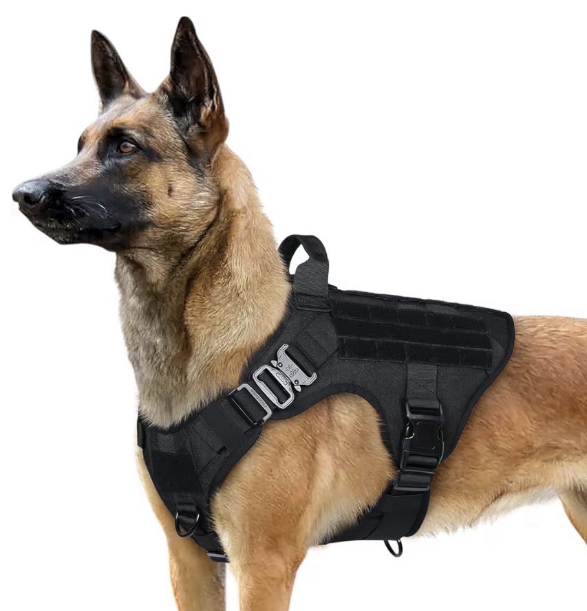 Tactical Dog Harness with Handle, No-pull Adjustable Military Dog Vest Black, L