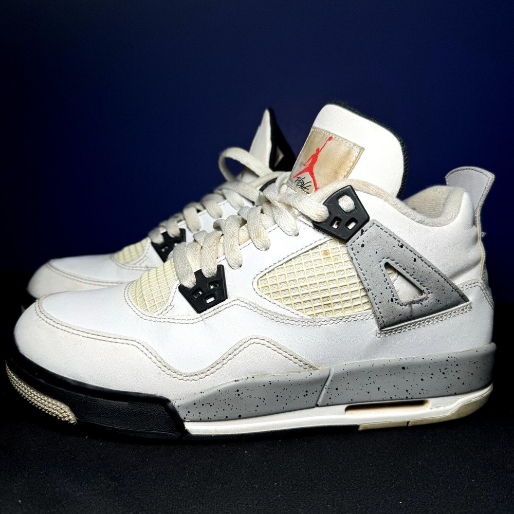Nike Air Jordan 4 Retro OG BG White Cement 2016 Men's Shoes Size 7 - 836016 192
