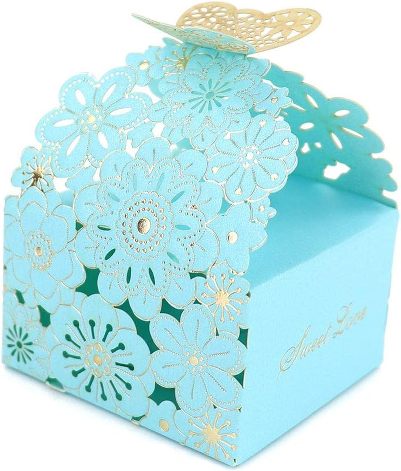 50Pcs/Set Flower Butterfly Hollow Candy Box Cookie Gift Boxes Romantic Wedding F