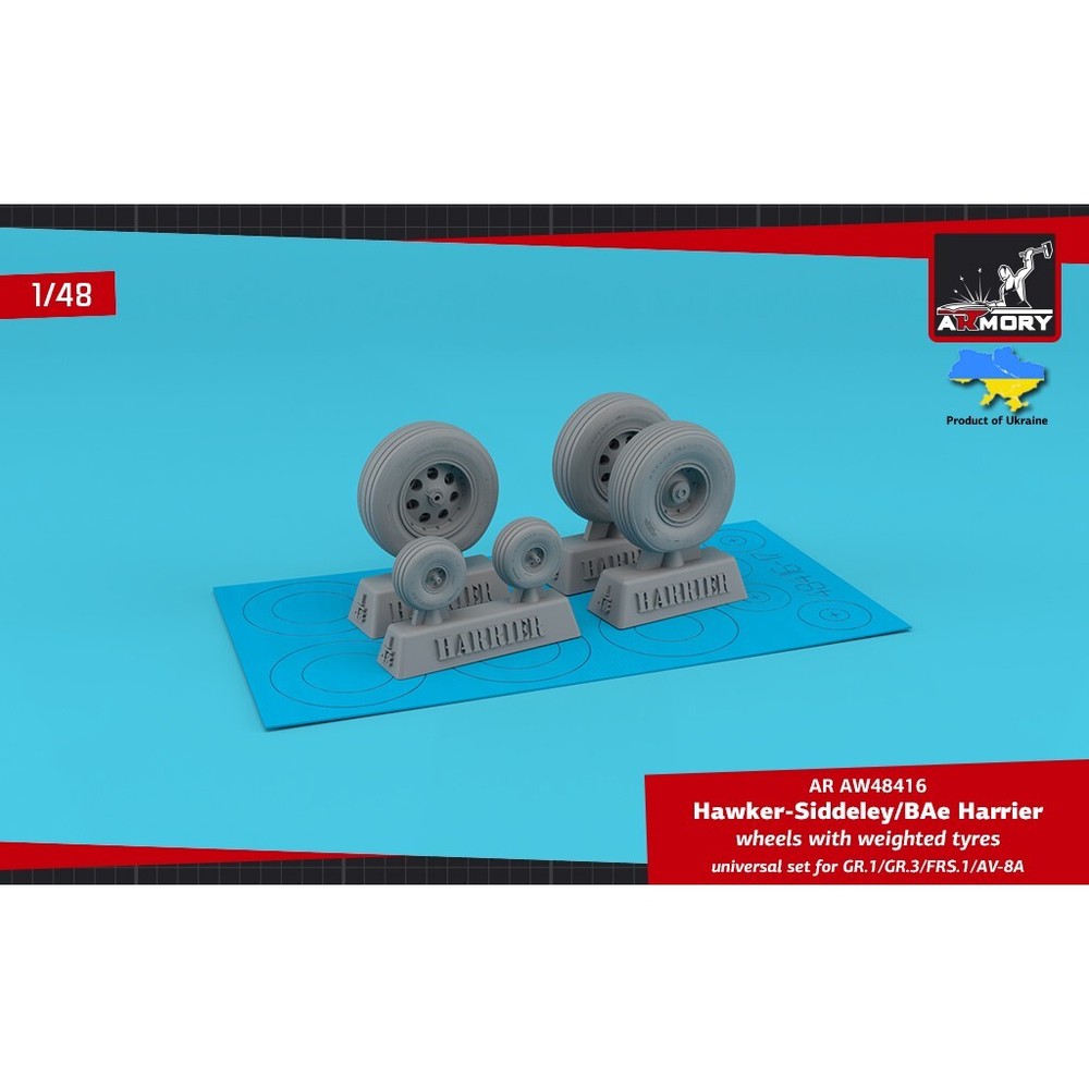 H.S. Harrier GR1/GR.3/FRS.1/AV8A wheels w/ weighted Armory AR AW48416 Scale 1/48