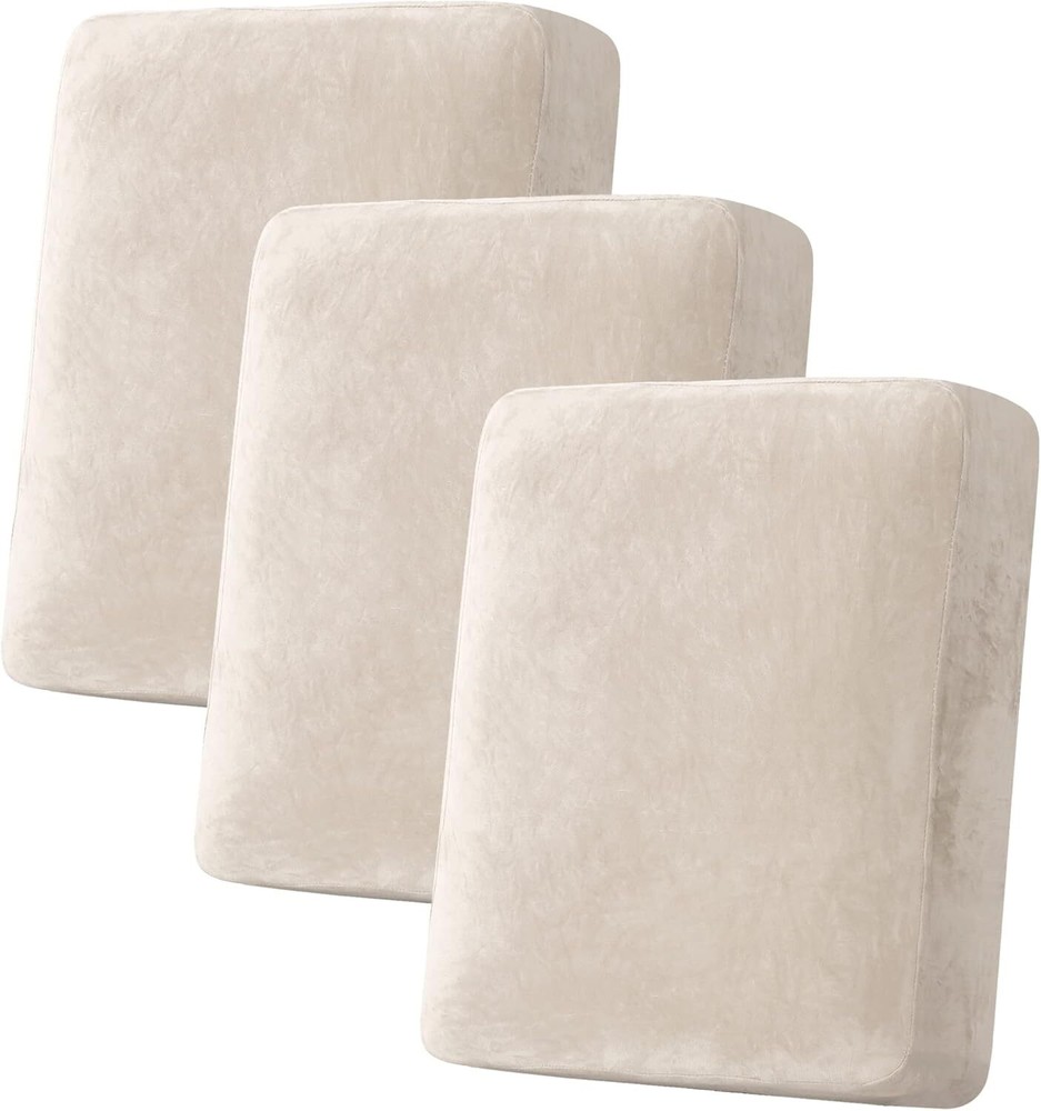 H.VERSAILTEX Velvet Stretch Couch Cushion Cover Plush Cushion Slipcover for Chai