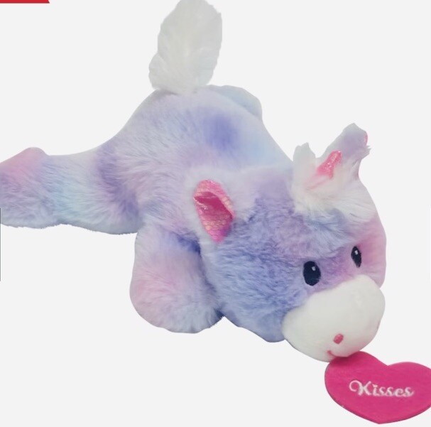 Large 10” Floppy Lying Down Flat Unicorn Plush Eesster/Valentines Kisses