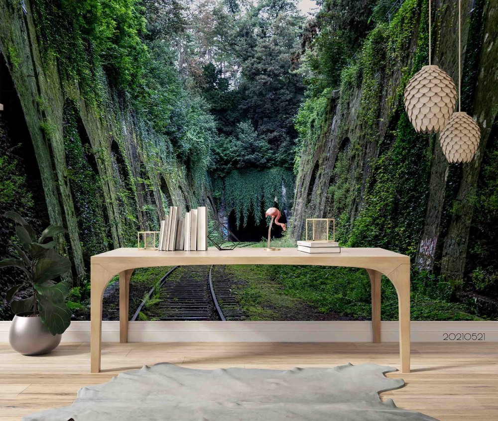 3D Railway Tunnel Landscape Wall Murals Wallpaper Murals Wall Sticker