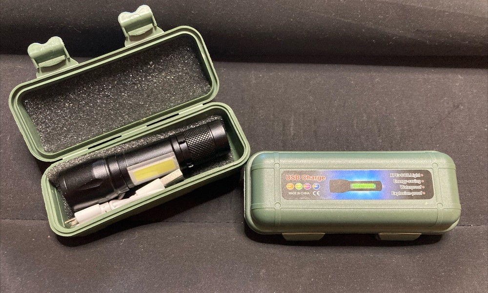 Set Of 2 1000 Lumen XPE + COB Light Rechargeable  4 Mode Emergency Flashlight