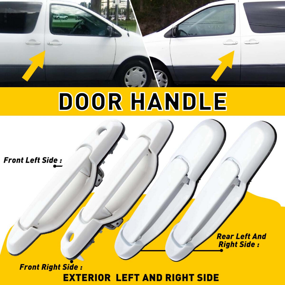 For 98-2003 Toyota Sienna Rear Left or Right Sliding Exterior Door Handle White