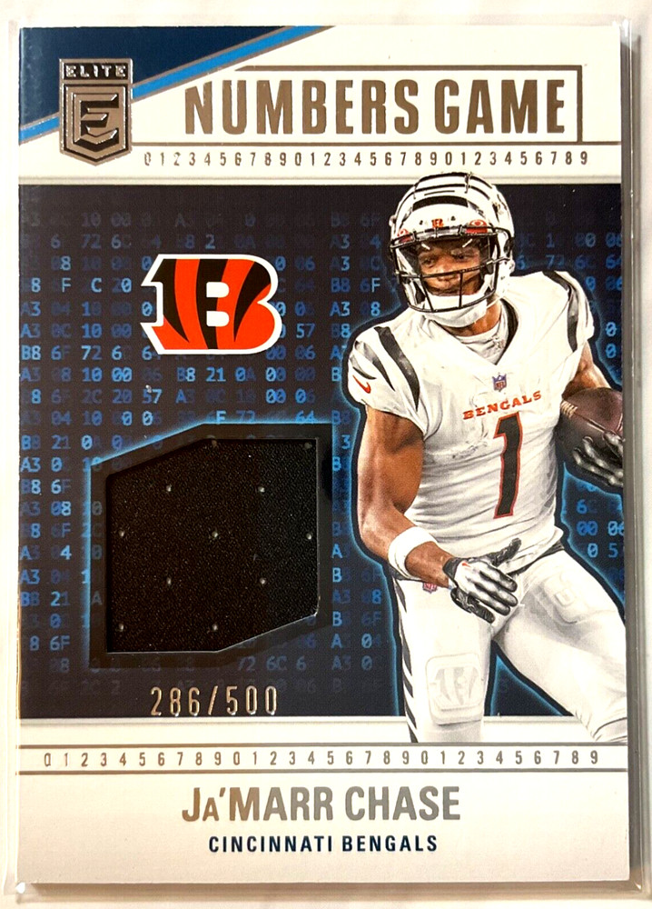 2024 Panini Donruss Elite - Numbers Game Jerseys #NG-JCH Ja'Marr Chase /500 (MEM)