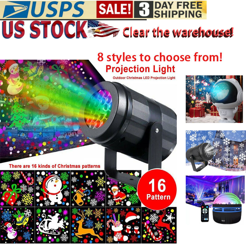 Christmas LED Laser Projector Lights Rotate Projection Lamp Indoor Outdoor Decor