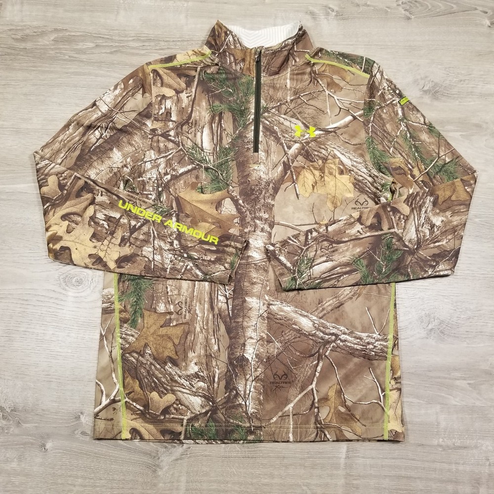 Under Armour Pullover Mens Large Realtree Camo ColdGear 1/4 Zip Scent Control