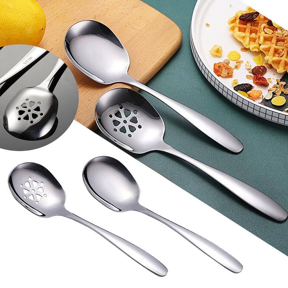 Soup Spoons Round Stainless Steel Bouillon Spoon Table Serving Cookings x 1 F8S8