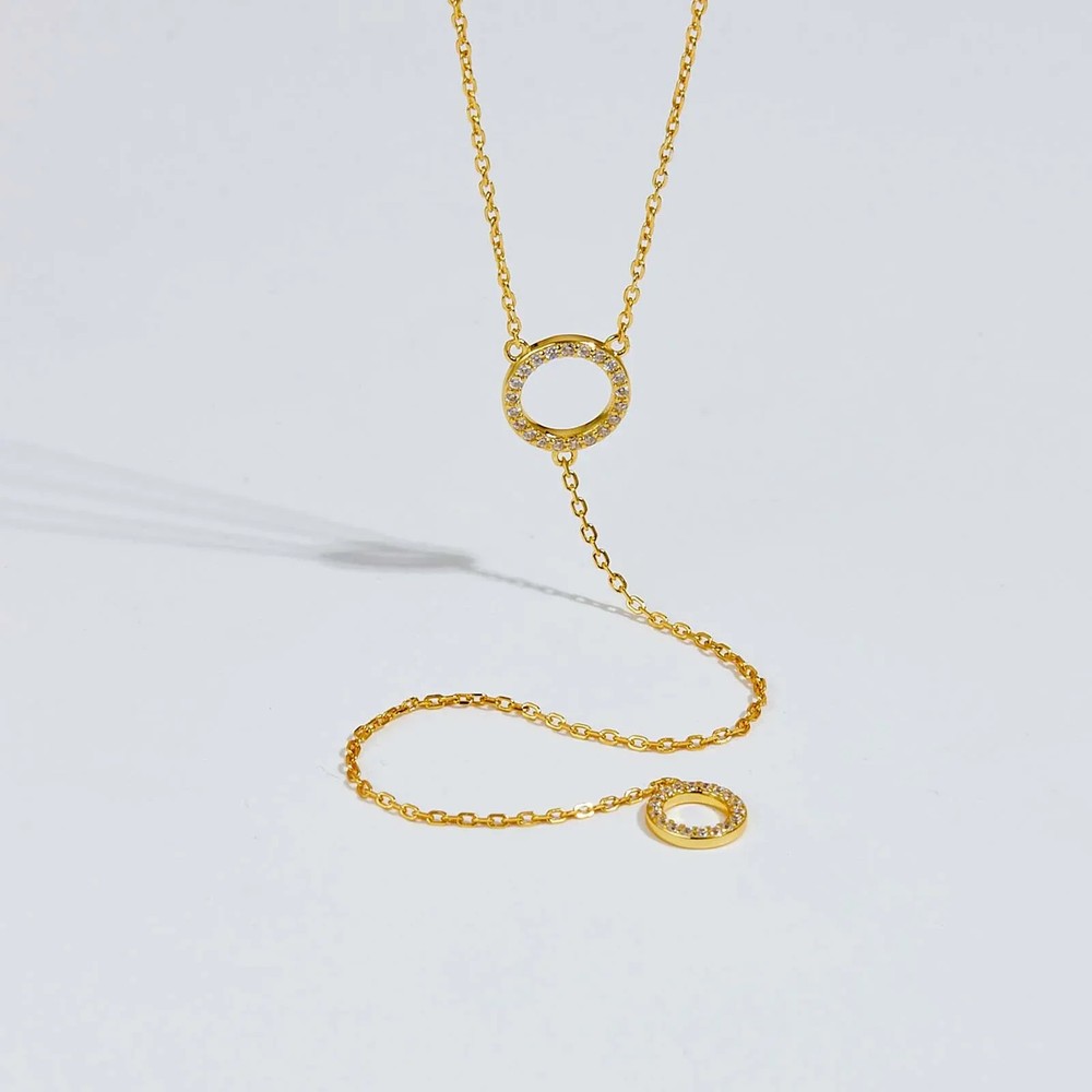 New Sterling Silver Circle Pendant Drop Chain  Necklace Women Choker Liner Fine