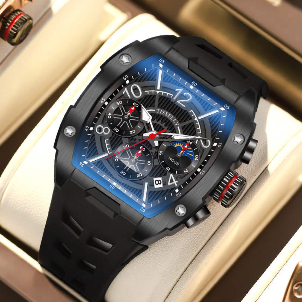 Men's Luminous Waterproof Sports Watch with Bucket Shape Design