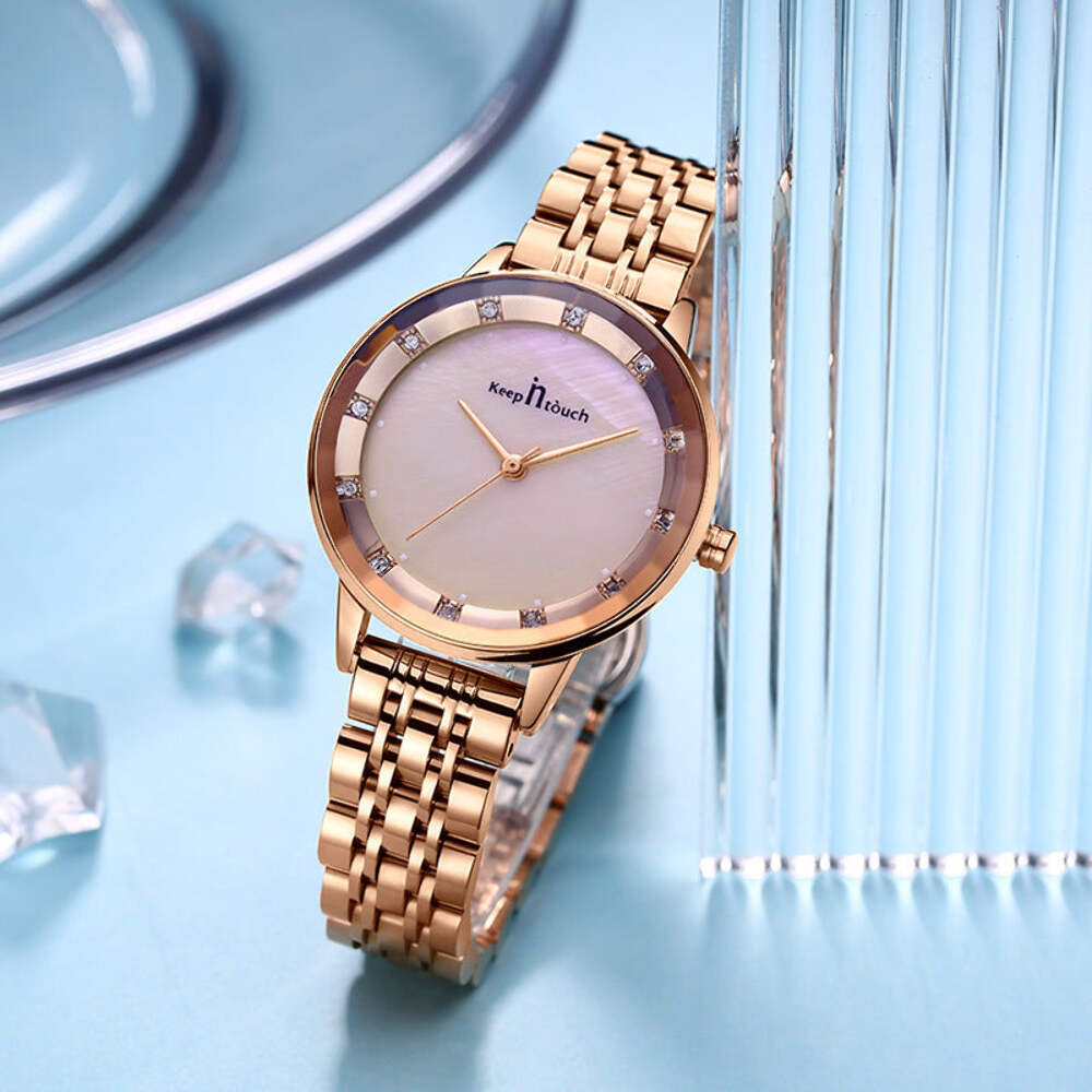 Stylish Women's Waterproof Quartz Watch with Stainless Steel Band in Multiple Co