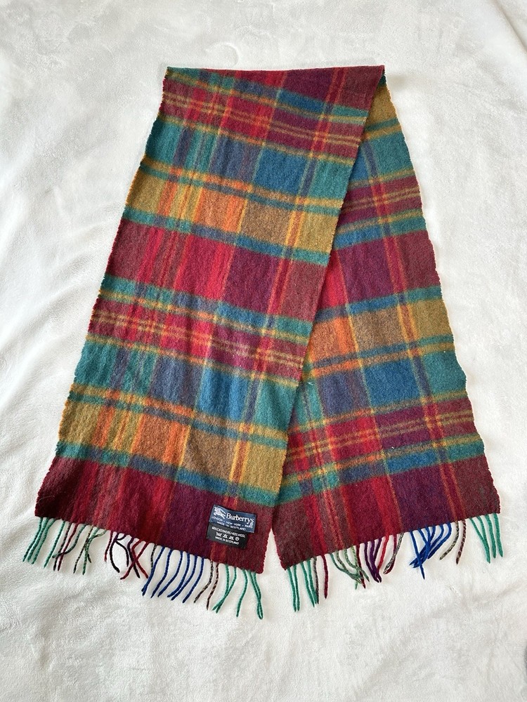 Authentic Burberry 60% Cashmere 40% Wool Plaid Scarf Made in Scotland
