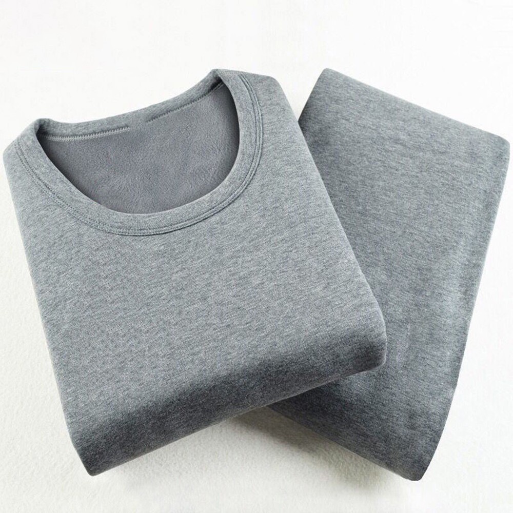 Men's Autumn Clothes  Long Sleeved Trousers Solid Color Thermal Underwear Suit