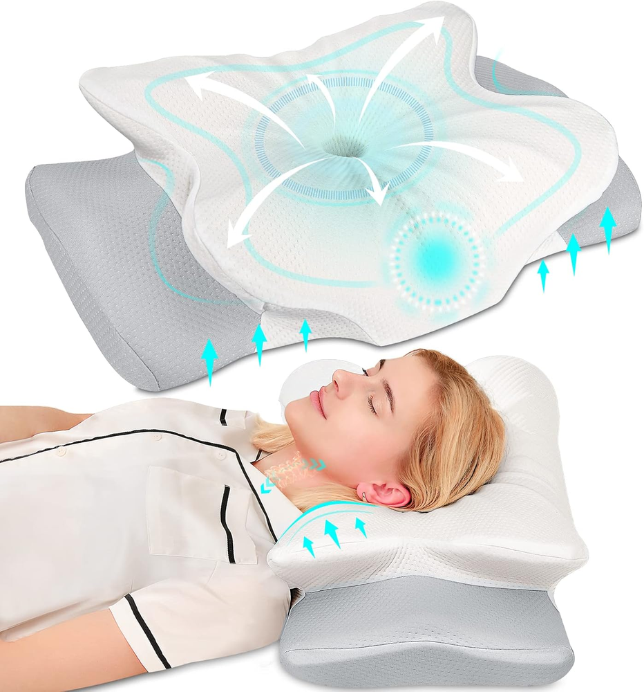 Odorless Contour Memory Foam Cervical Pillow for Neck Pain Relief and Ergonomic Support