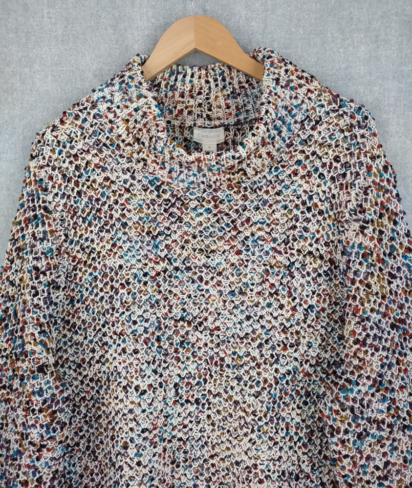 Caslon Sweater Women Plus 3X Chunky Knit Relaxed Confetti Mock Neck  Pullover