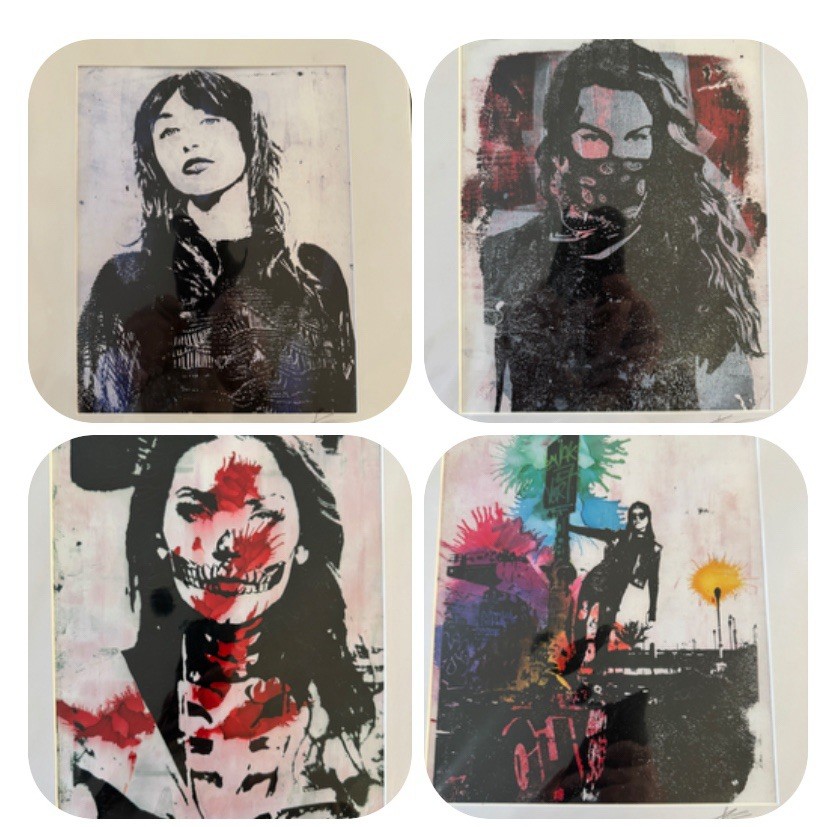 Lot of 4 Signed Limited Edition Street Art Prints Urban Stencil Style Numbered