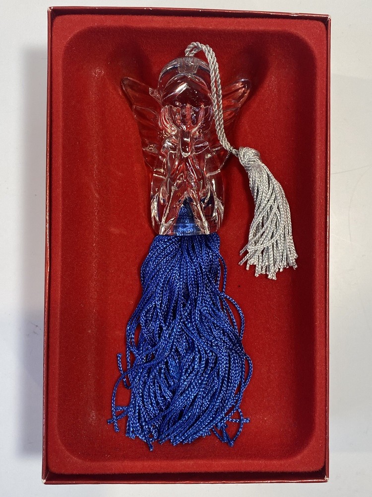 Lenox Tassel Tidings Blue Angel Full Lead Crystal Christmas Ornament Mint in Box