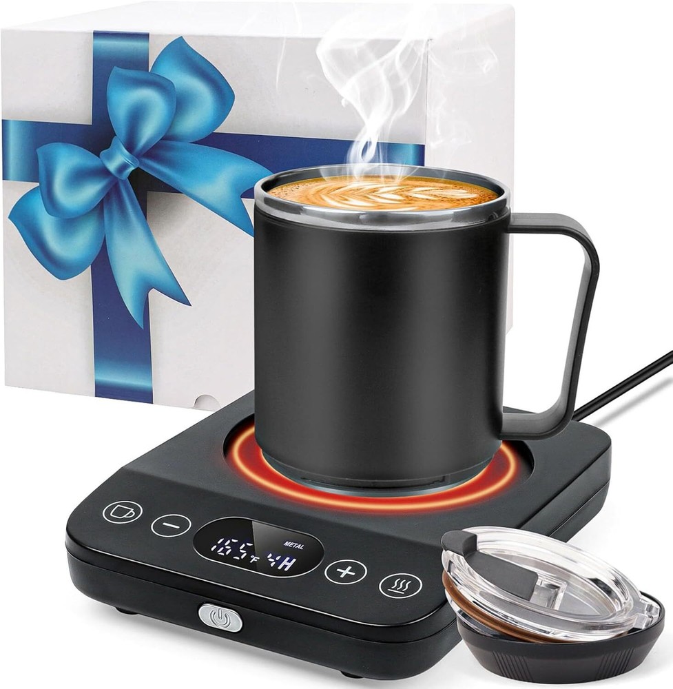 Coffee Cup Warmer and Mug Set, 30 Watt Coffee Cup Warmer with 15.5 oz. Mugs