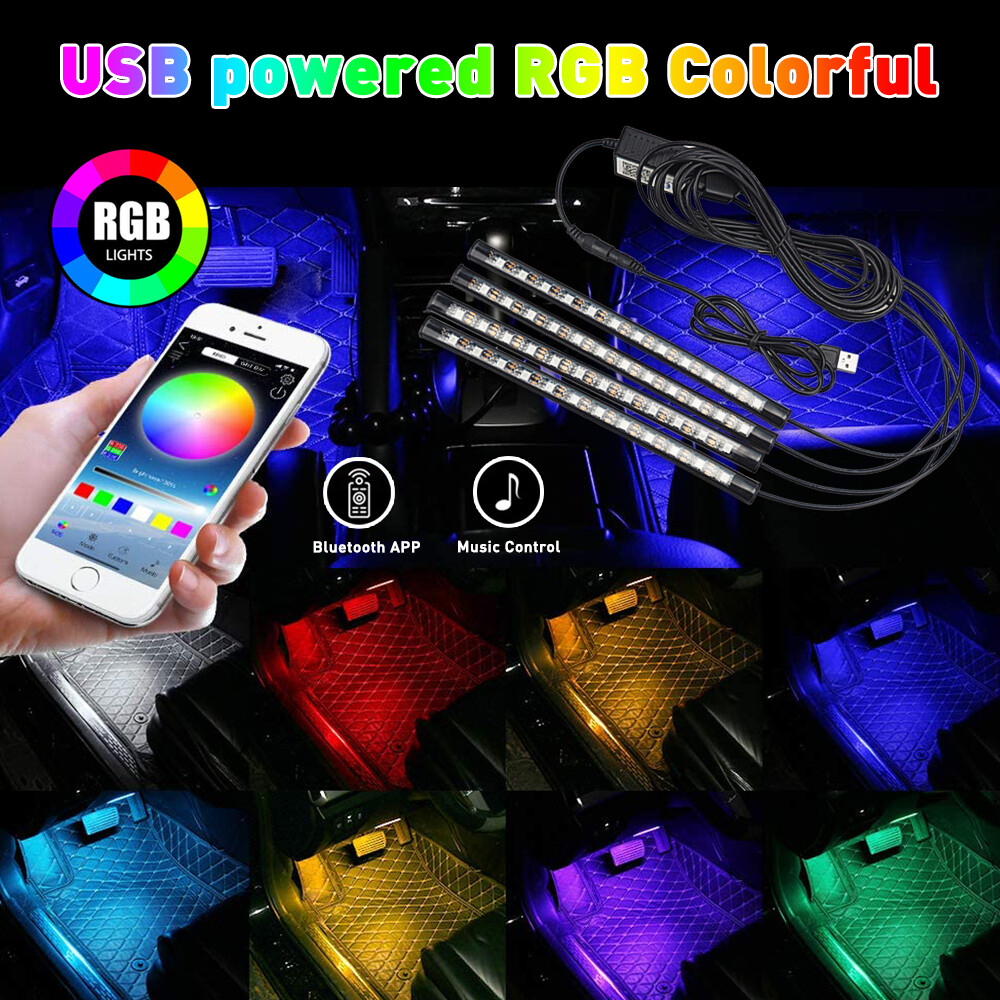 RGB LED Light Bar Interior Car Lamp Under Dash Foot Well Seats Inside Lighting