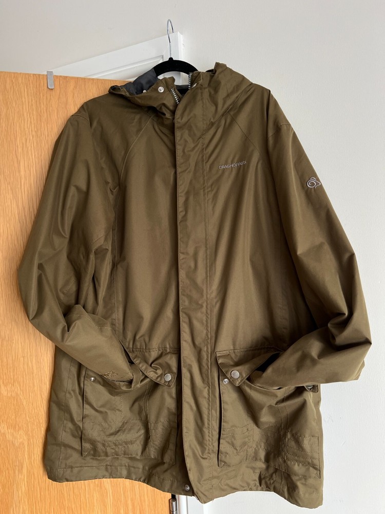 Craghoppers Aquadry Waterproof Khaki Jacket M Mens Windproof Hooded