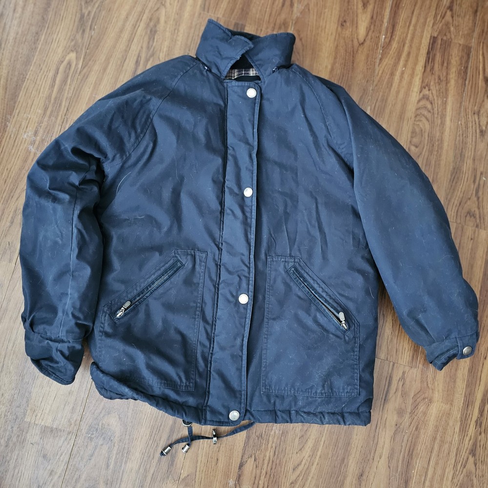 Men’s Blue Flannel Falls Creek Coat with Quilted Lining & Corduroy Collar Size Small