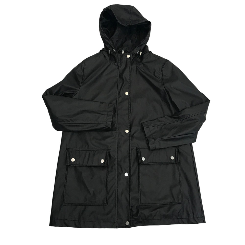 New Look Ladies Raincoat Jacket Black Size 14 Hooded Anorak Lightweight Pockets