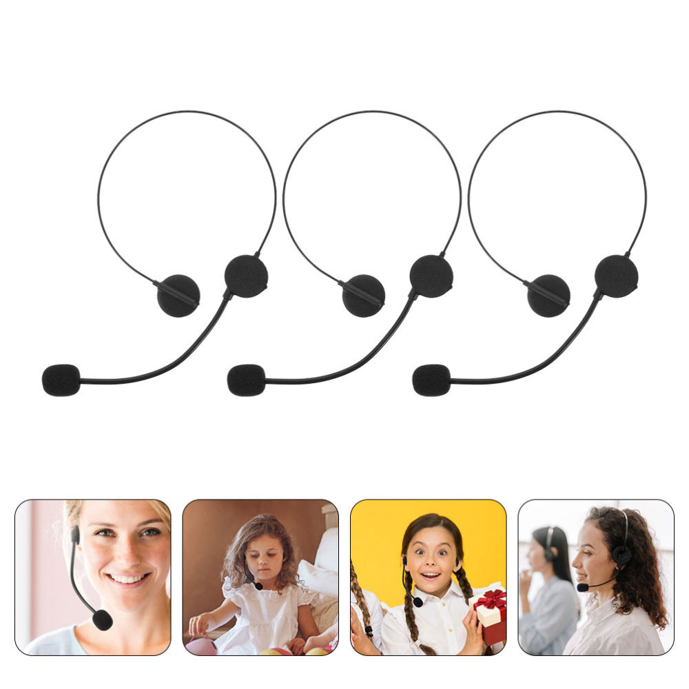 3Pcs Plastic Fake Headphone Props Child Singer Microphone Costume Headset
