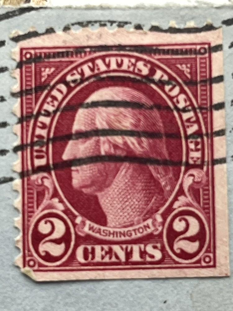George Washington 2 Cent Embossed Stamp Envelope - Postmarked 1930