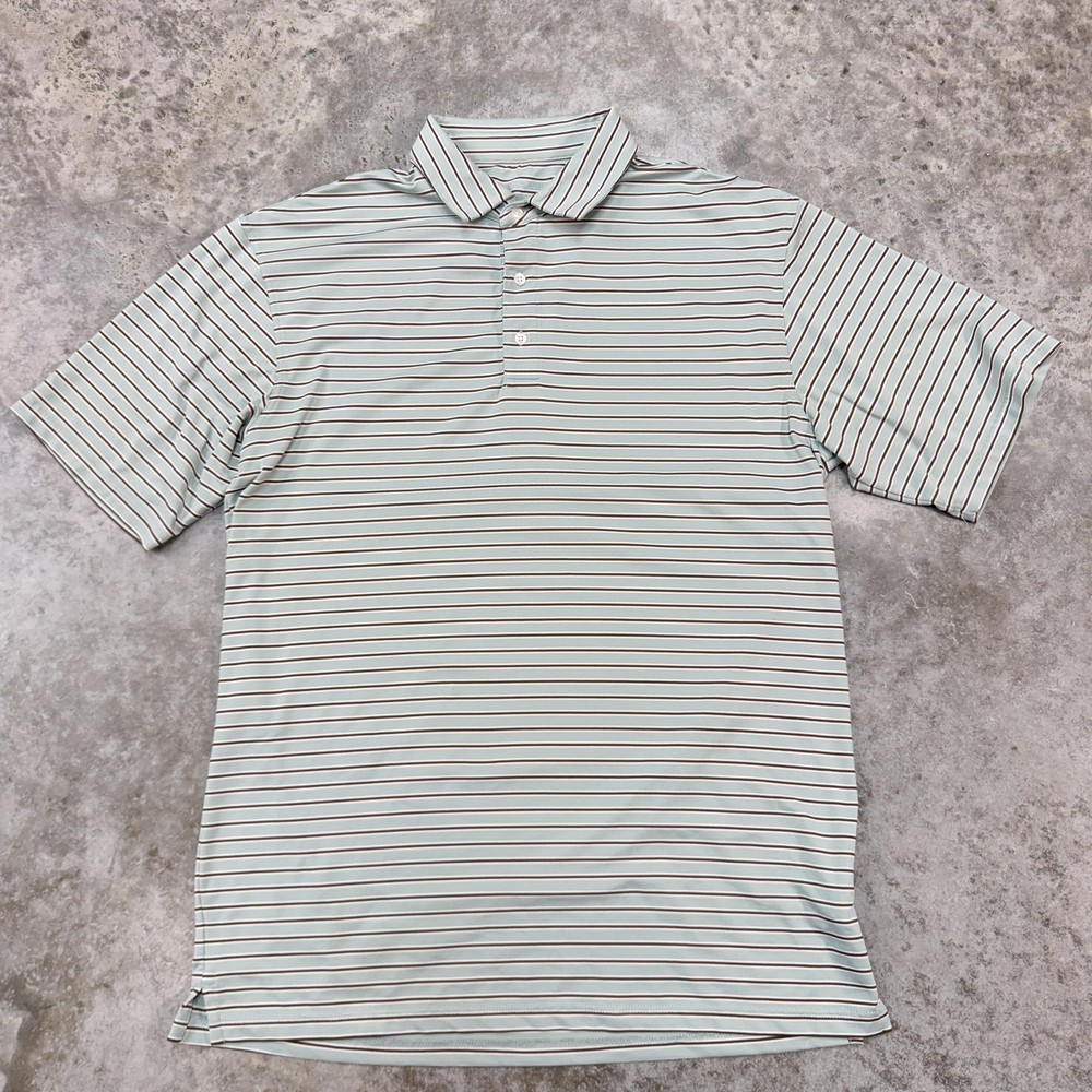 Onward Reserve polo shirt mens Large performance striped Golf Green brown