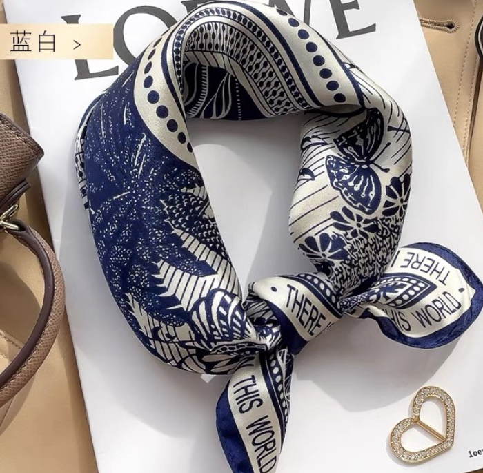 100% Pure Mulberry Silk Jungle Print Scarf Shawl Wrap 21 Inch Bandana