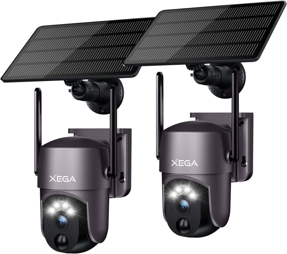 2K Wireless Outdoor Solar PTZ Security Camera 360° View 2-Pack