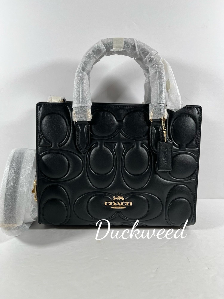 NWT Coach Maggie Small Tote in Black Blocked Signature Leather CY670