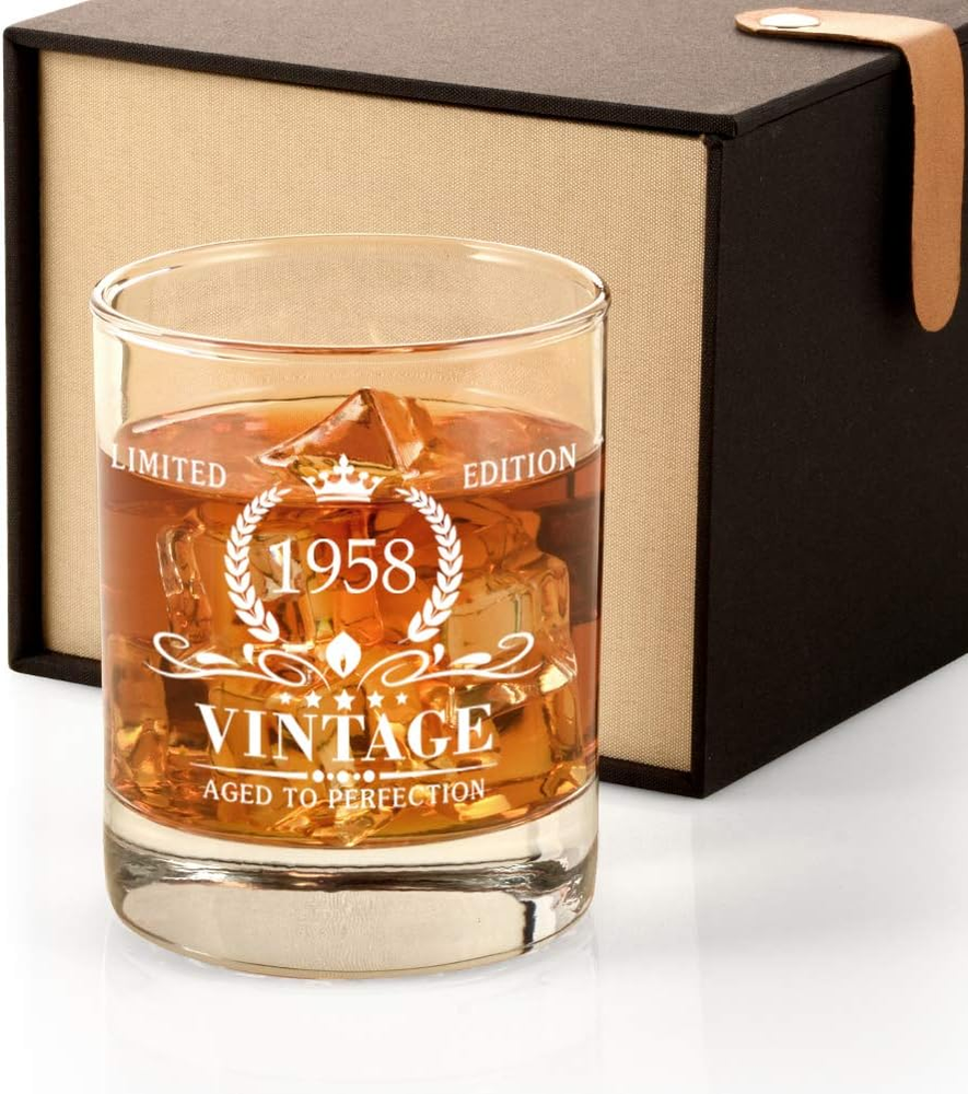 1958 67Th Birthday Gifts for Men, Vintage Whiskey Glass 67 Birthday Gifts for Da