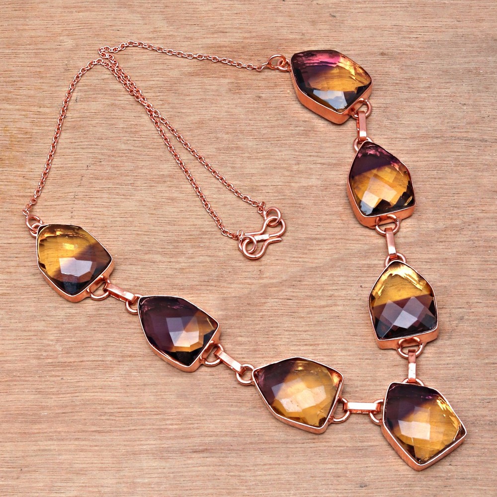 Bio-Tourmaline Quartz Gold Plated Necklace 14Kt 18-20 Inch