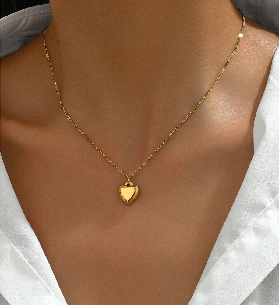 Womens Necklace Heart Pendant Silver & Gold Plated Stainless Steel Jewelry Gift