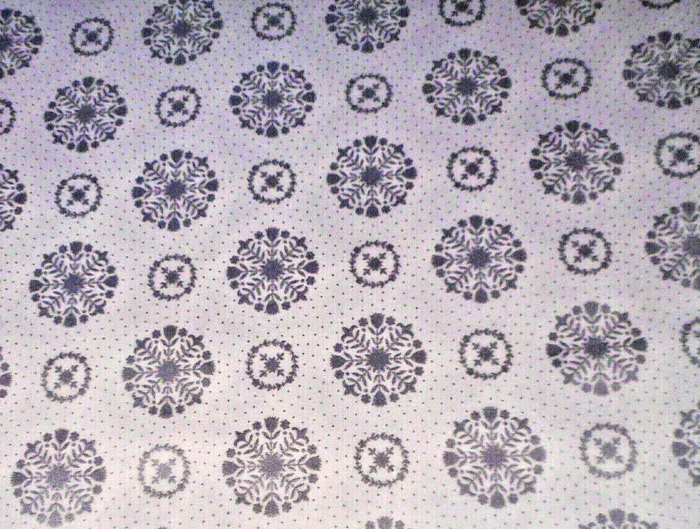 Christmas Fabric By Yard Metallic Silver Snowflakes White Premium Cotton #30 #C