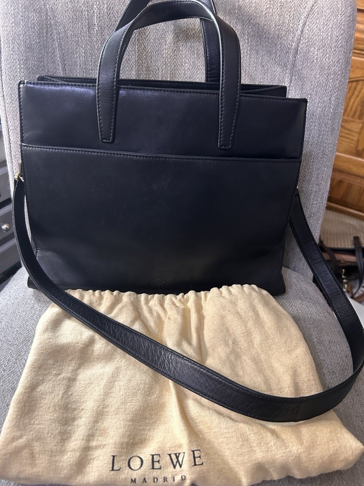 Loewe Black Logo Zipper Gold Hardware Women's Shoulder Bag with Dust Bag