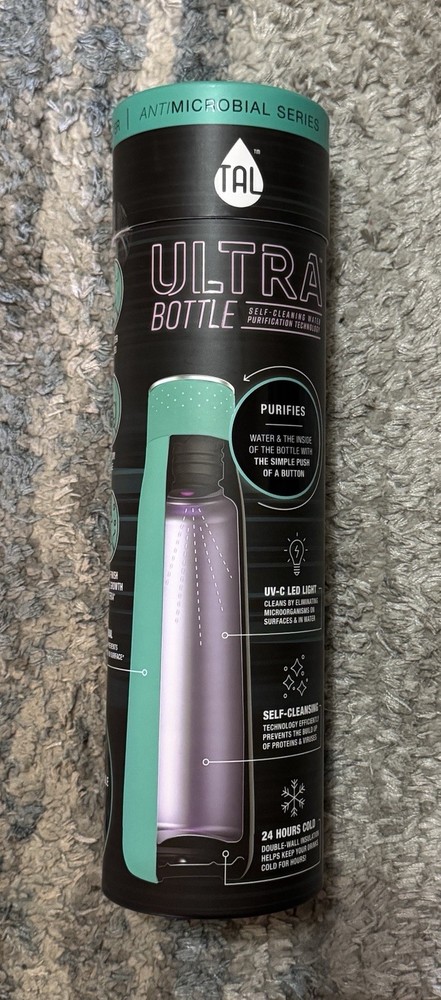 TAL Ultra Bottle 18oz Self-Cleaning UV-C LED Water Purifier Insulated Teal