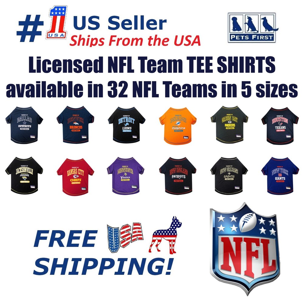 Pets First NFL Premium Tee Shirt for Dogs & Cats Cute & Sporty Dog Tee Shirt