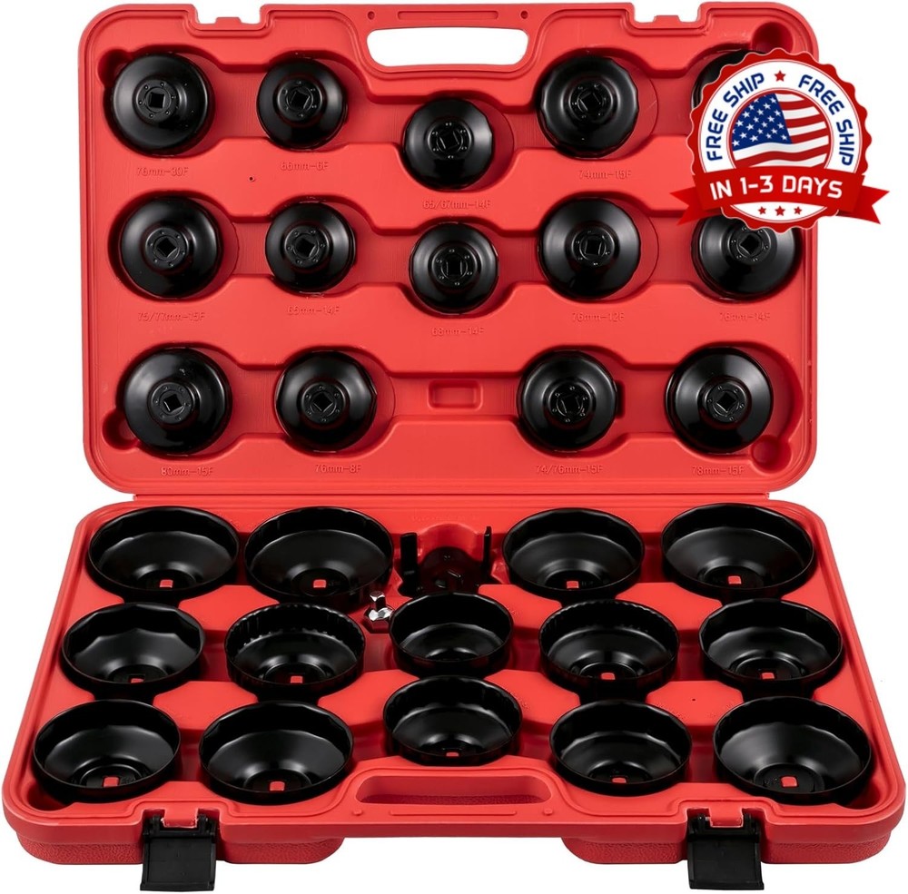 Juego de dados para filtro de aceite, 30 piezas, acero, negro