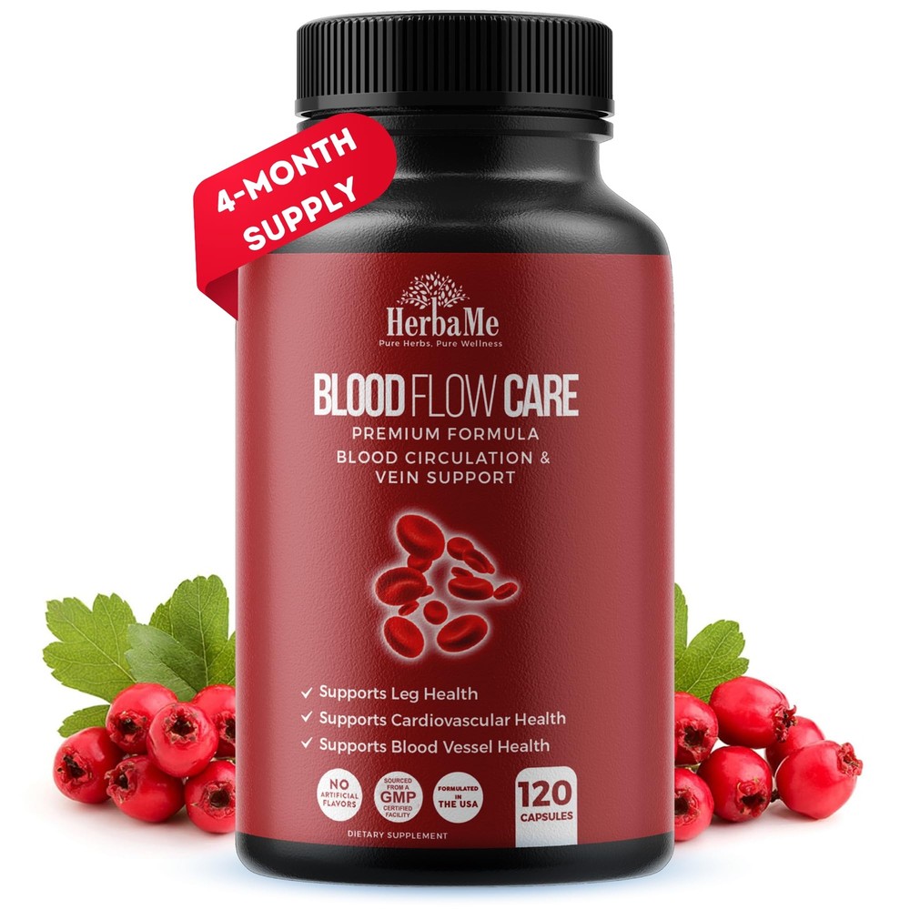 Blood Circulation Supplement, 120 Capsules, Supports Leg Vein, Heart, Vessels...