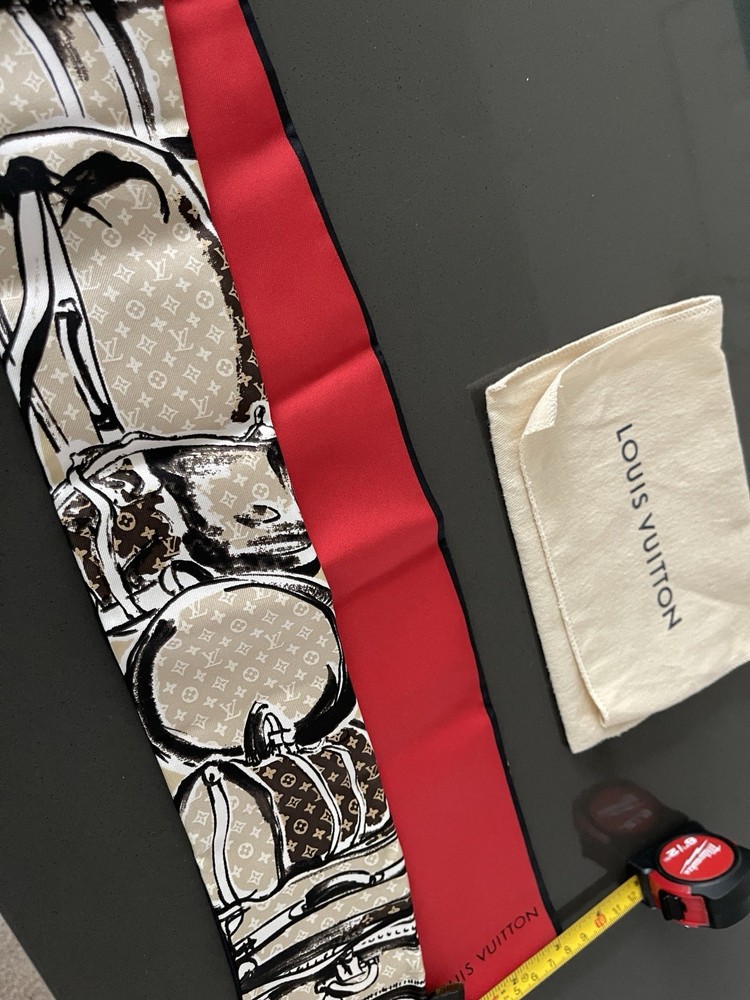 Louis Vuitton LV Monogram Confidential Bandeau Scarf in Red Brown Silk